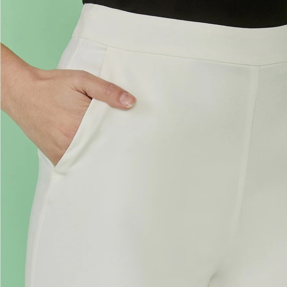 ModCloth Business Officewear High Waisted Wide-Leg Cream Trousers Pants Sz 14 - Picture 3 of 5